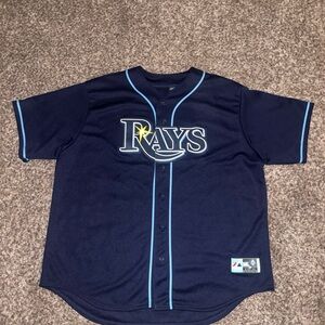 Majestic Navy with Light Blue Trim Tampa Bay Rays Baseball Jersey